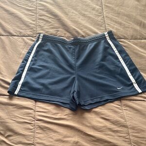Nike Navy Athletic Shorts with White Side Stripes
